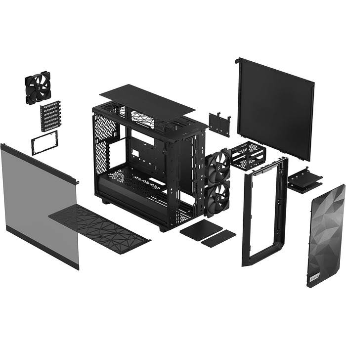 Корпус ПК Fractal Design Meshify 2 Lite White з прозорою панеллю з темпурованого скла, ATX, FD-C-MEL2A-04 (Чорний)