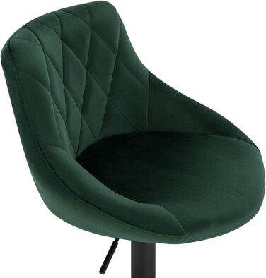 WOLTU Adjustable Velvet Bar Stool with Backrest - Swivel, Dark Green - Set of 2