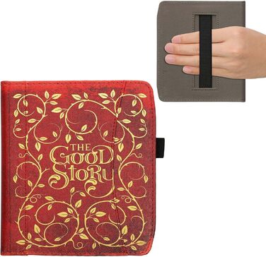 Чохол-книжка kwmobile для Pocketbook Era/Era Color з кишенею та лямкою - зображення читаючої жінки, чорно-бежевий