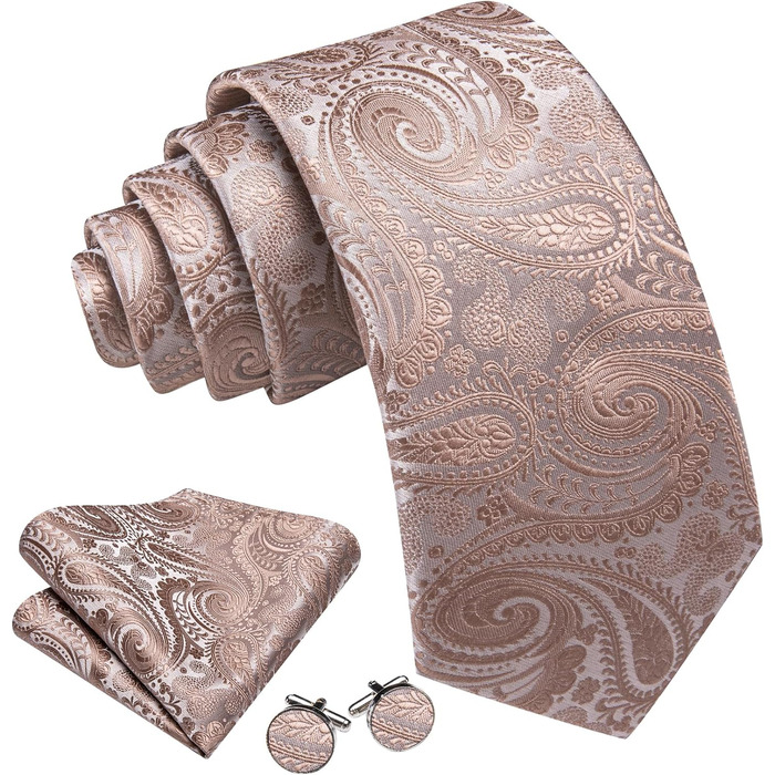 Набір краваток, краватка-метелик, нагрудна хустинка та манжетні кнопки Barry.Wang для чоловіків, шовкова краватка, формальний стиль, весілля, вечірка, бізнес (шампань)