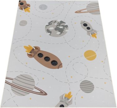 Дитячий килим Paco Home для хлопчиків та дівчаток, 140x200 см, кремовий, антиковзний, сучасний килим в дитячу кімнату