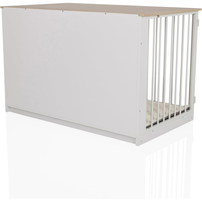 PAWHOME XL Клітка для собак, 102x60x66 см, білий/дуб, з мисками, до 30 кг