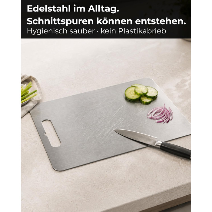 Обрізна дошка зі сталі нержавіючої 30x21 см, Made in Germany, для посудомийки, з силіконовими ніжками