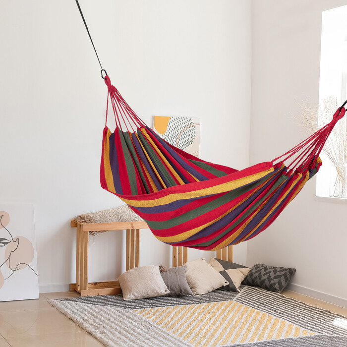 Relaxdays Барвистий смугастий бавовняний гамак