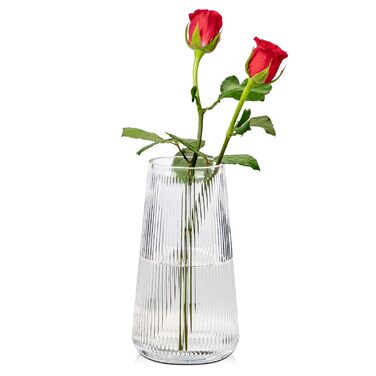 Скляна ваза Dekovase з рельєфною поверхнею для декору інтер'єру | 20 см
