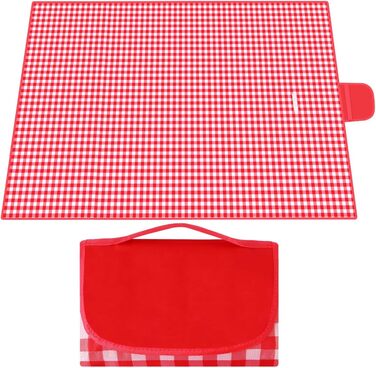 Водонепроникна пікнікова ковдра WAIZHIUA 200x200 см для пляжу, кемпінгу та відпочинку на природі (червона)