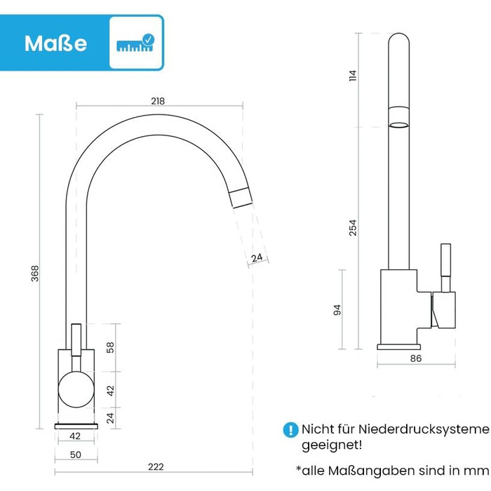 Кухонний змішувач Bächlein Plivo з нержавіючої сталі (щіткова обробка) – одноручний з 360° поворотним виливом, масивний кухонний кран (круглий, хром)