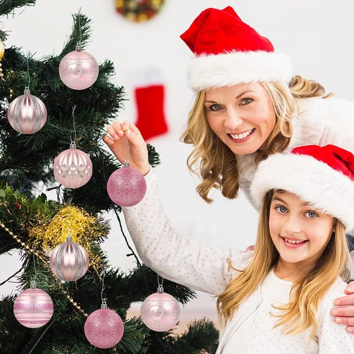 Набір новорічних кулічок Bluelves, 16 шт., рожеві, 6 см, пластик. Декор ялинки, прикраси для ялинки