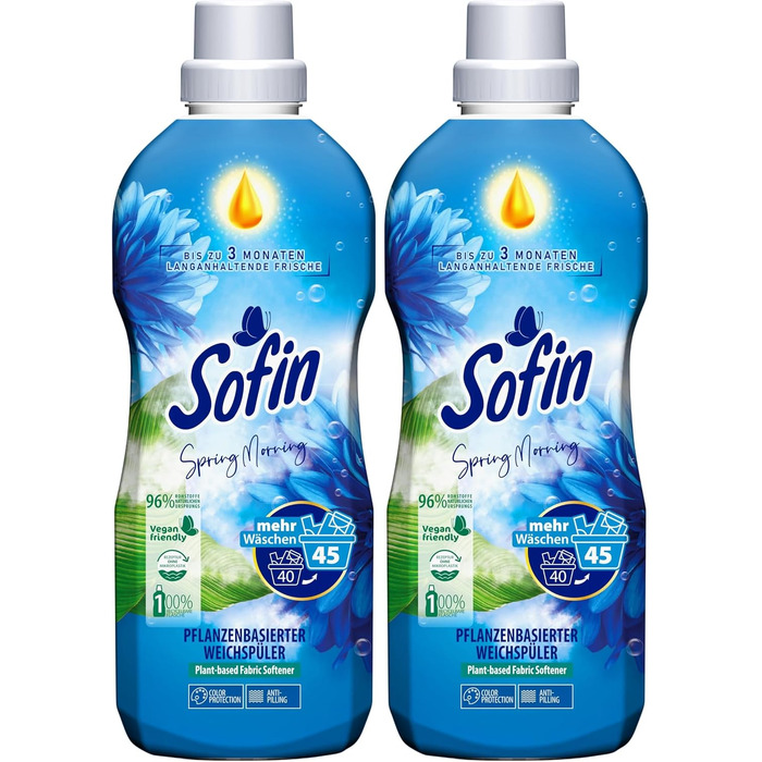 Кондиціонер для білизни Sofin Vegan Spring Morning, антипілінг-ефект, без мікропластику, 0.81 л (набір 10 шт)