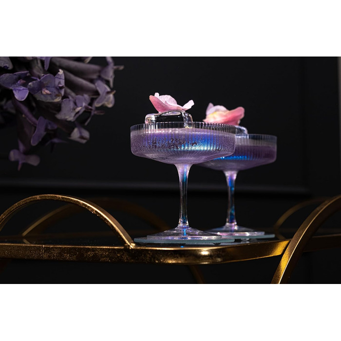 Набір келихів GLASSIQUE CADEAU Vintage Art Deco: 4 шт., 200 мл. Келихи для шампанського, мартіні, дайкірі, коктейлів. Кристал, іризуючий ефект