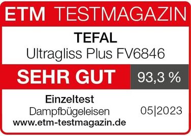 Tefal FV6846E1 Ultragliss Plus Anti-Kalk Steam Iron | 2800 Watts | Removable scale collector | 50 g/min continuous steam output | 260 g/min steam boost | Auto shut-off | blue/white Single 260g/min Steam + 2800W