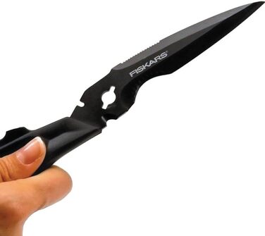 Універсальні ножиці Fiskars Cuts + More з титановим покриттям та заточувачем, розбірні леза, 23 см, чорно-помаранчеві, 1000809