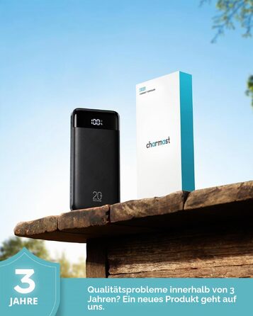 Повербанк Charmast 20000 mAh з вбудованими кабелями, 6 виходів, чорний
