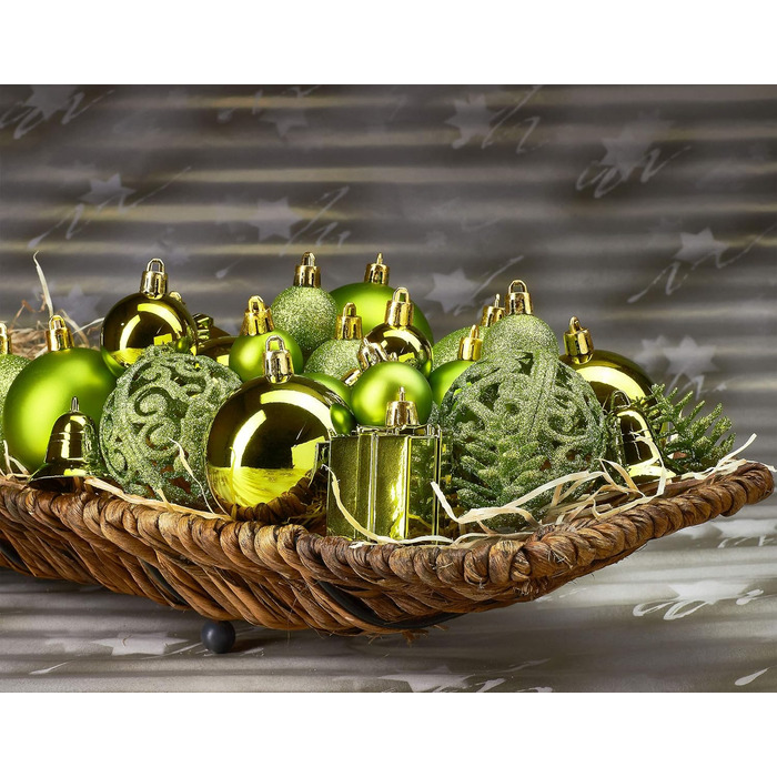 Набір прикрас для ялинки BRUBAKER 101 шт. з верхівкою, кремово-білий, зелений