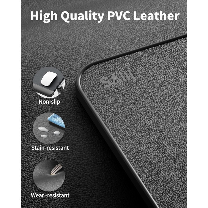 Столик для ноутбука та ліжка SAIJI з регульованою висотою, з шухлядою, з PVC-шкіри, чорний