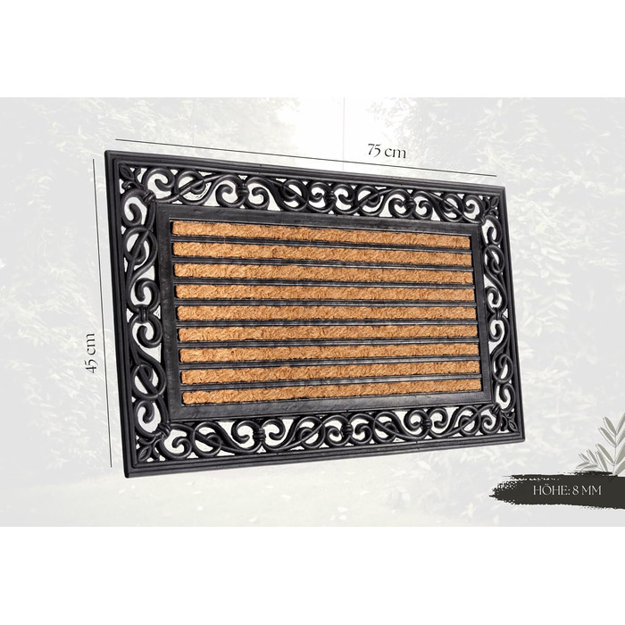Килимок Hanse Home кокосовий для дому та вулиці 45x75 см, антиковзкий, вологостійкий, для входу, тераси
