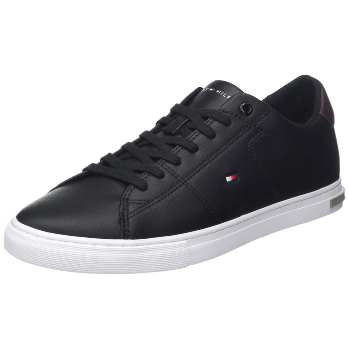 Чоловічі кросівки Tommy Hilfiger Vulcanized Essential з деталями з шкіри, чорні (44 EU)