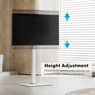 FITUEYES Adjustable TV Stand - Swivel & Tilt Floor Stand for 19-42 inch Flat & Curved TVs up to 35kg, VESA 200x200 - White