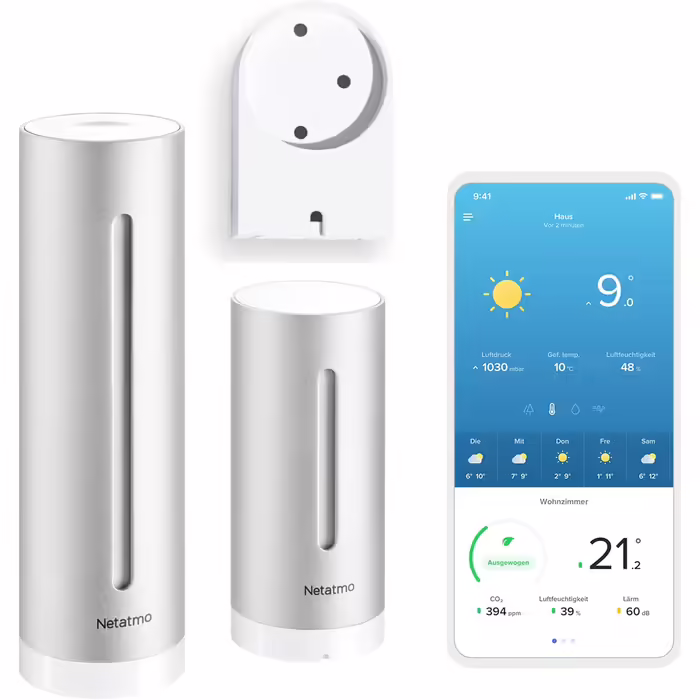 Netatmo Smart Weather Station with Wall Mount - Wi-Fi, Radio, Indoor and Outdoor Sensor, Weather Forecast, Hygrometer, Air Quality, Compatible with Amazon Alexa, Apple HomeKit and Google Home, NWS-AMZ Weather Station (Amazon Exclusive)