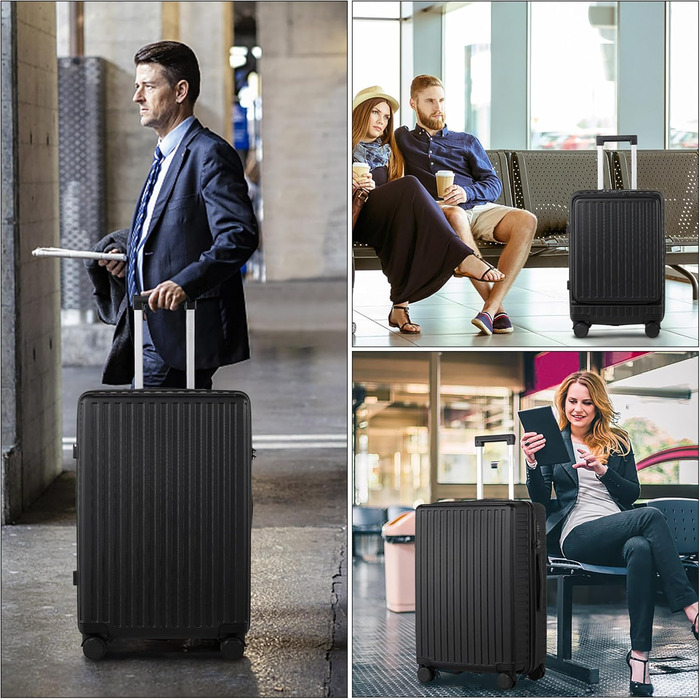 Валіза ручної поклажі TANTOMI з відділенням для ноутбука, 50 см, жорсткий корпус ABS, 4 колеса, TSA-замок (Світло-темнозелений, 41 л)