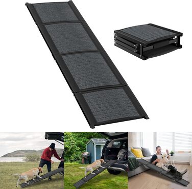 Східці для собак складні, 157 см, для великих собак до 110 кг, з неслизькою поверхнею та зручною ручкою, чорного кольору