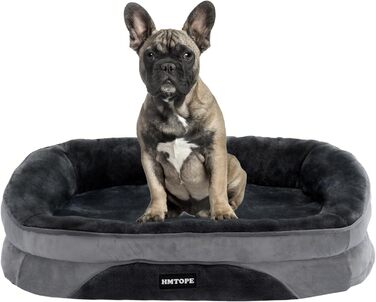 Ортопедичне ліжко для собак, лежанка для собак з валиком, кошик для собак з неслизьким дном, знімний та пральний, для маленьких собак, 71 x 53 x 14 см, темно-сірий