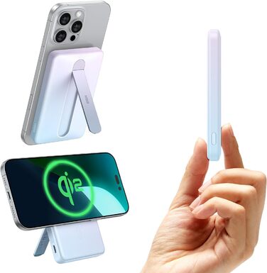 Power Bank ESR MagSafe з бездротовою зарядкою QI2, 15W, 5000mAh, білий (з підставкою)