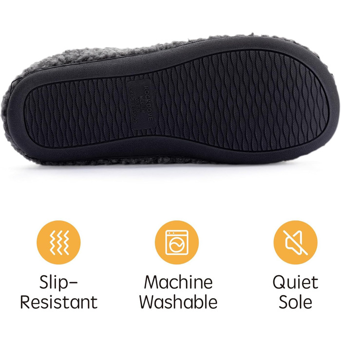 Тапочки халатні жіночі RockDove з штучного хутра Sherpa, сіро-темного кольору (42/43 EU)