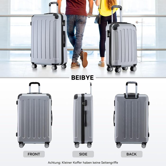 Чемодан Beibye з жорстким корпусом, великий/середній/малий, 14 кольорів, ручна поклажа (55 см), великий (76 см)