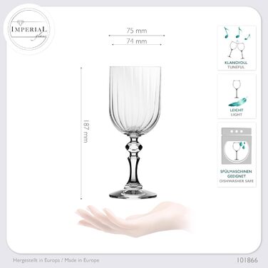 Набір келихів для білого вина 'Прага' 320мл, 6 шт. з кристалічного скла, Vintage, стійкі до миття в посудомийній машині