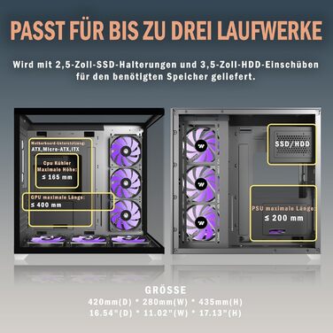 Корпус для ПК ANSAITE P7: Mid-Tower з 6 PWM ARGB-вентиляторами, скляна панель 270°, Type-C, чорний