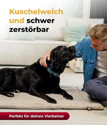 Килимок для собак HS-Hundebett® Cord з наповнювачем XS – Практичний килимок, що можна прати – М'яка ковдра для собак – Зручне місце для відпочинку – Виготовлено в Німеччині (Бежевий, 75x115 см)