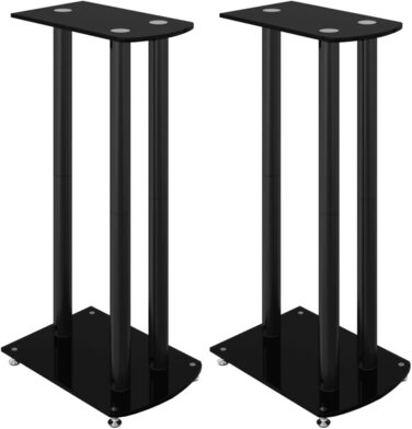 Підставка для колонок 2 шт. від vidaXL: міцна конструкція з 3-х стовпців, антиковзні ніжки, скло (чорний)
