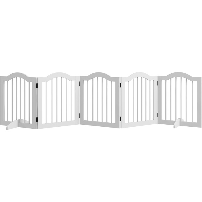 Парапет для собак PawHut, 5 секцій, 261.5 x 61 см, розкладний, з дверцятами, білий