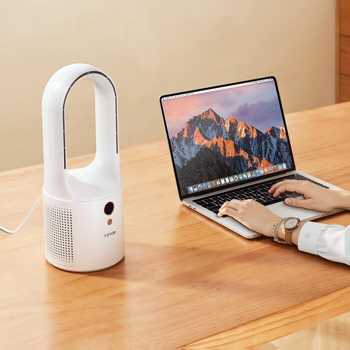 Безлопатевий вентилятор VEVOR 330 мм, портативний USB-вентилятор, 6 режимів, тихий, з LCD-дисплеєм, для дому, офісу, дитячої кімнати