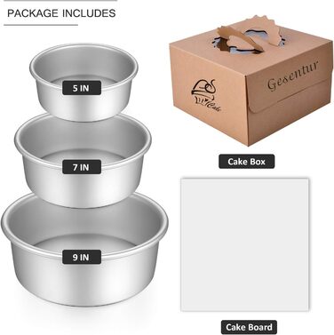 Cake Pan Set - Round Baking Pans made of Anodized Aluminum with Non-Stick Coating, Removable Bottom (1, 3 Sizes)