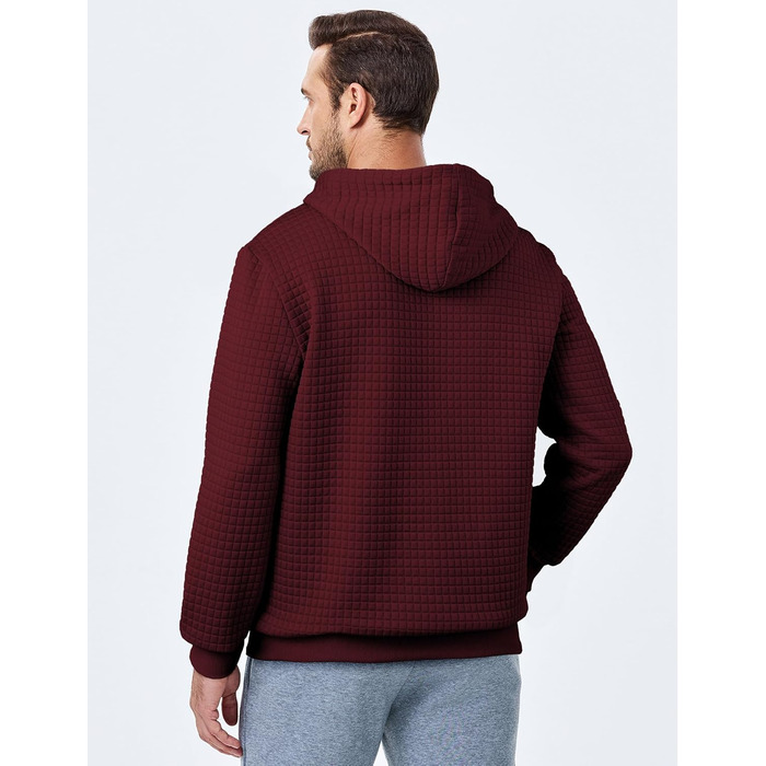 Світшот JMIERR для чоловіків з капюшоном, з довгим рукавом, в стилі вафлі, з блискавкою та кишенями (червоний, M)