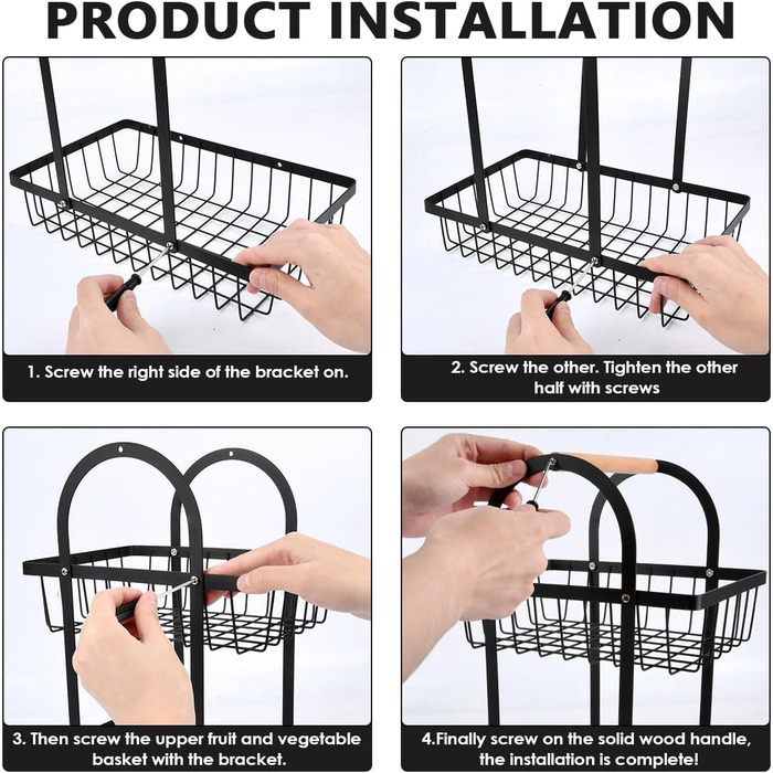 Двоярусна фруктова корзина DODUOS, етажерка для фруктів та овочів, чорна металева фруктова тарілка з ручкою, для дому, кухні, офісу