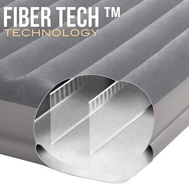 Надувний матрац Intex Dura-Beam Prestige Mid-Rise 152x203x30 см з USB-насосом, сірий - двомісний PVC матрац для дому та відпочинку