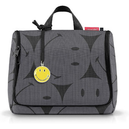 Сумка-органайзер Reisenthel Toiletbag XL сірого кольору (Smiley Grey) з гачком, водонепроникний матеріал