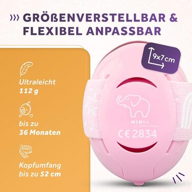 Schallwerk Mini+ - Навушники-захисники вух для малюків, шумопоглинаючі, рожевий (Blossom Pink)