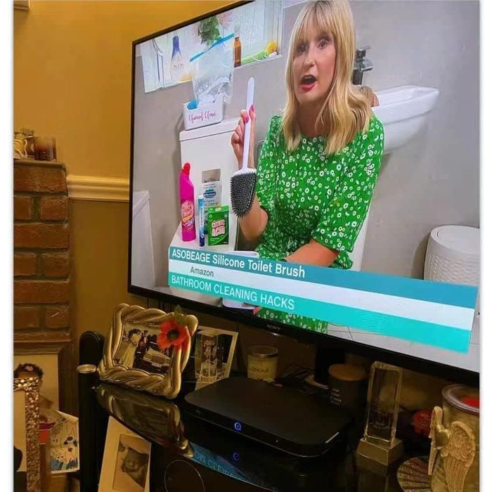 Щітка для унітазу ASOBEAGE з силікону: гнучкий наконечник, ручка з нержавіючої сталі, настінний кріплення, швидковисихаючий тримач для чищення ванної кімнати (Чорний) (Ширина 3 см, 1 шт.)