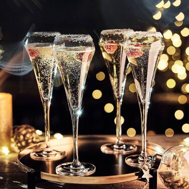 Chef & Sommelier Open Up - Champagne Flutes 200ml - 6 Pieces - Made of Krysta Crystal Glass - Ideal for Festive Occasions - Shine, Transparency and High Durability