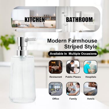 Набір дозаторів для мила з прозорого скла та чорного пластику, 250 мл (3 шт.)