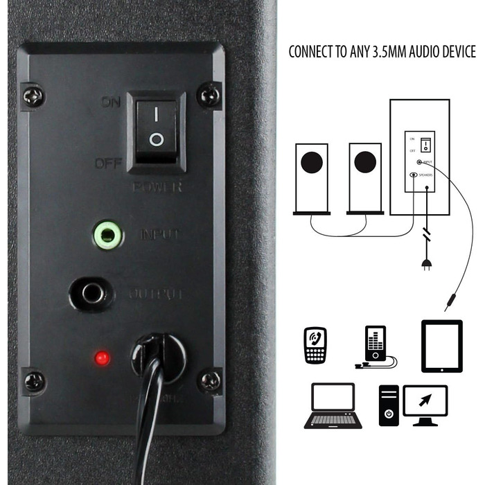 GOgroove 2.1 Звукова система для комп'ютера з LED-підсвічуванням. Комп'ютерні колонки PC з сабвуфером та блакитними LED-підсвічуванням. Ідеально підходить для стерео-геймінгу. Червоний колір