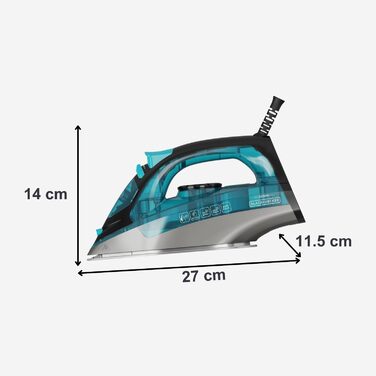 Праска Black+Decker BXIR3000E з керамічною підошвою, 3000 Вт, 200 г/хв, антинакип, функція розпилення, вертикальне прасування, дезінфекція