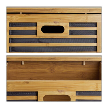 Relaxdays Bamboo Rolling Cart with Drawers