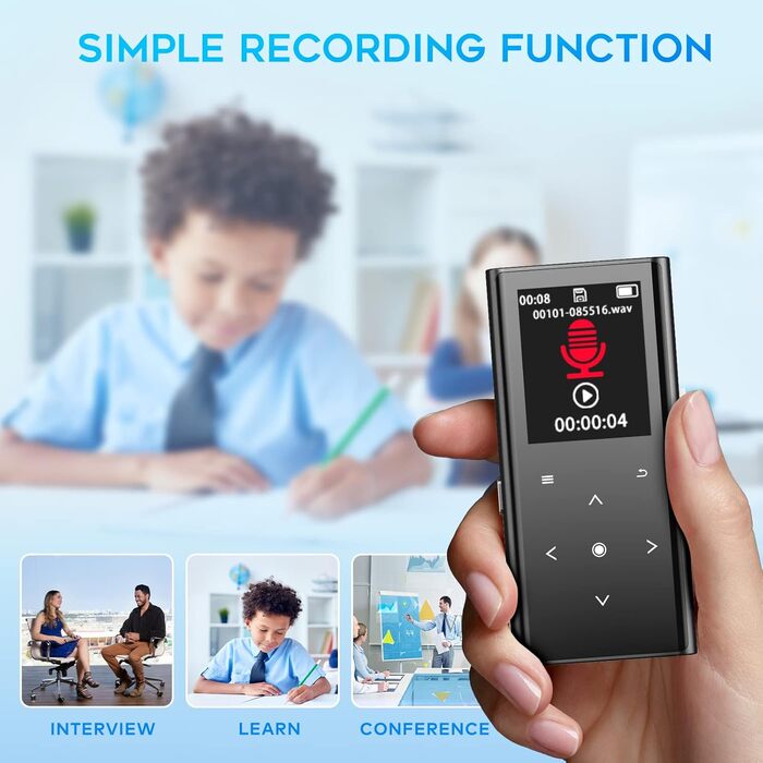 MP3-плеєр ZOOAOXO 64GB з Bluetooth 5.2, радіо, диктофоном та HiFi звуком