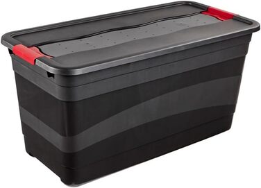 Keeeper Transport Container with Lid and Sliding Closure, Extra Stable, 79.5 x 39.5 x 40 cm, 83 l, Eckhart, Graphite-Grey, Graphite