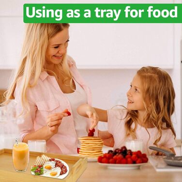 Бамбуковий столик SHUESS для ліжка та дивану: чорний, з відкидними ніжками, 41.5 x 30 x 20.5 см